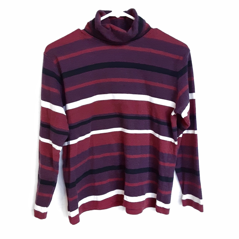 VTG ST. JOHN'S BAY Striped Long Sleeve Turtleneck Sweater Top Size Medium
